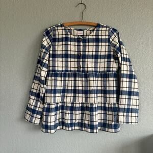 Hanna Andersson Girls Size 10 Large Flannel Shirt Blue Plaid